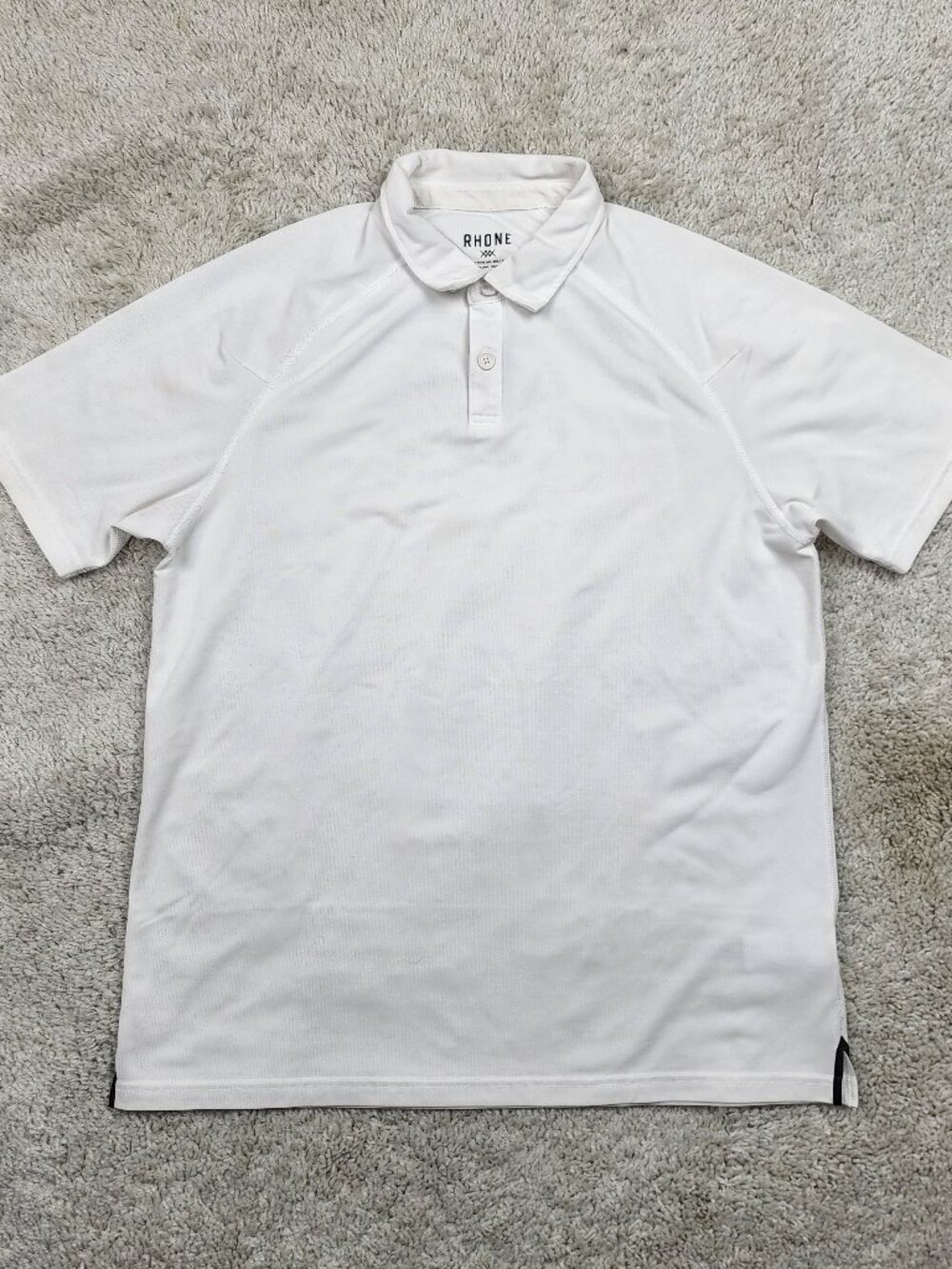 Rhone Knit Polo Mens Size Medium M/M Solid White Short Sleeve EUC golf USA GUC